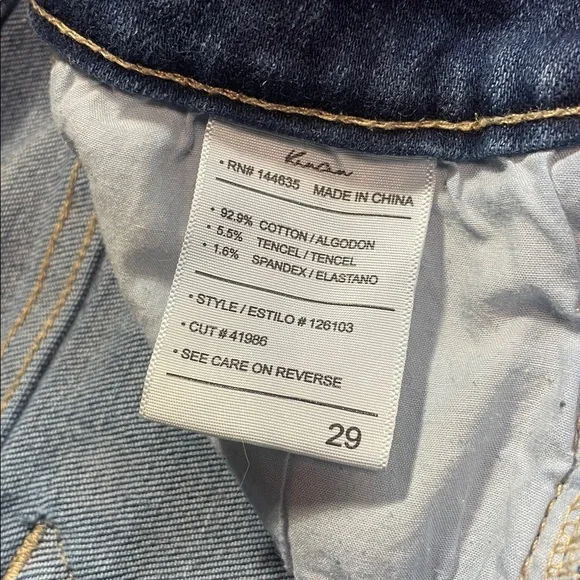 KanCan High Rise Straight Leg Dark Wash Frayed Hem Piped Denim Jeans Sz 29 | GUC - Picture 7 of 7